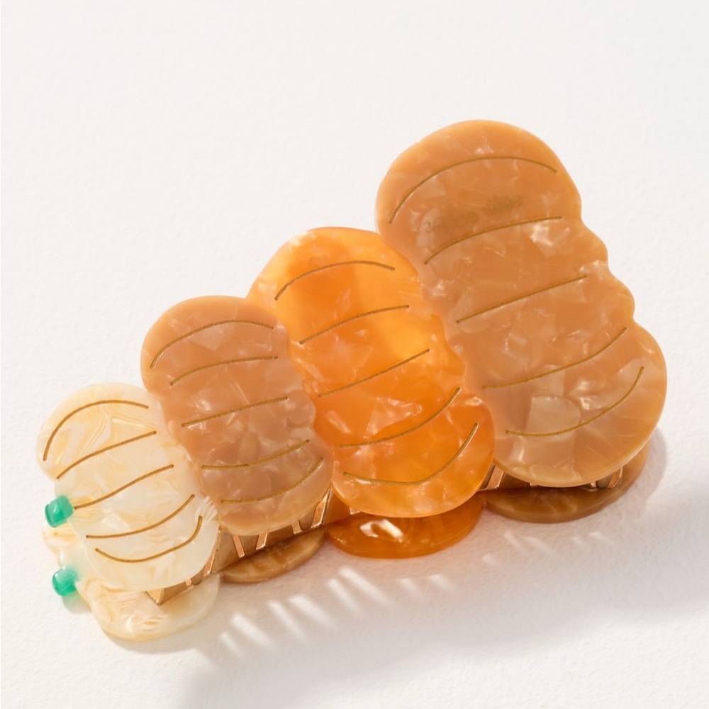 Anthropologie Solar Eclipse Fall Icon Hair Claw Clip in Pumpkin Stack NEW - Picture 2 of 4
